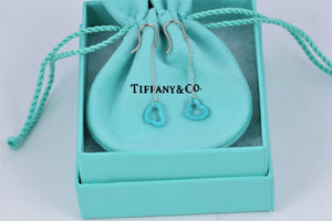 Tiffany & Co. Elsa Peretti Silver Turquoise Open Heart Dangling Earrings