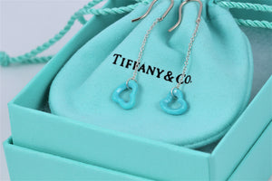 Tiffany & Co. Elsa Peretti Silver Turquoise Open Heart Dangling Earrings