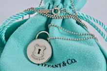 Load image into Gallery viewer, Tiffany &amp; Co. Silver Keyhole Circle Padlock Pendant Beaded Chain Necklace
