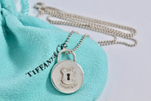 Load image into Gallery viewer, Tiffany &amp; Co. Silver Keyhole Circle Padlock Pendant Beaded Chain Necklace
