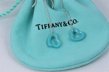 Load image into Gallery viewer, Tiffany &amp; Co. Elsa Peretti Silver Turquoise Open Heart Dangling Earrings

