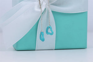 Tiffany & Co. Elsa Peretti Silver Turquoise Open Heart Dangling Earrings