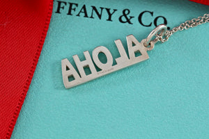 Tiffany & Co. Silver "ALOHA" Pendant Necklace