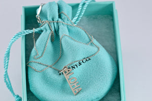 Tiffany & Co. Silver "ALOHA" Pendant Necklace