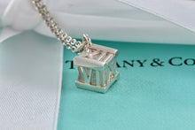 Load image into Gallery viewer, Tiffany &amp; Co. Atlas Silver Roman Numerals Square Cube Pendant Necklace
