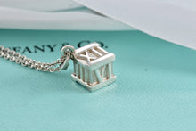 Load image into Gallery viewer, Tiffany &amp; Co. Atlas Silver Roman Numerals Square Cube Pendant Necklace
