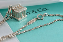 Load image into Gallery viewer, Tiffany &amp; Co. Atlas Silver Roman Numerals Square Cube Pendant Necklace
