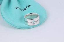 Load image into Gallery viewer, Tiffany &amp; Co. Silver Locks 2 Diamond Keyhole Wide Band Ring
