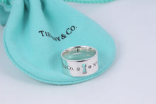 Load image into Gallery viewer, Tiffany &amp; Co. Silver Locks 2 Diamond Keyhole Wide Band Ring
