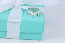 Load image into Gallery viewer, Tiffany &amp; Co. Silver Locks 2 Diamond Keyhole Wide Band Ring
