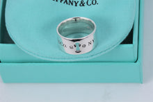 Load image into Gallery viewer, Tiffany &amp; Co. Silver Locks 2 Diamond Keyhole Wide Band Ring
