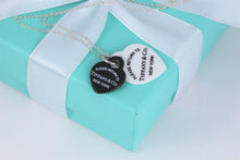 Load image into Gallery viewer, Return To Tiffany &amp; Co. Black Bone &amp; White Bone Double Heart Charm Silver Necklace

