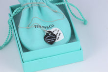 Load image into Gallery viewer, Return To Tiffany &amp; Co. Black Bone &amp; White Bone Double Heart Charm Silver Necklace
