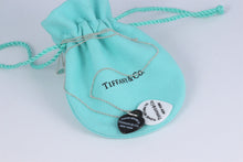 Load image into Gallery viewer, Return To Tiffany &amp; Co. Black Bone &amp; White Bone Double Heart Charm Silver Necklace
