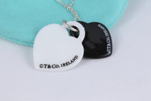 Load image into Gallery viewer, Return To Tiffany &amp; Co. Black Bone &amp; White Bone Double Heart Charm Silver Necklace
