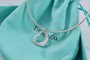 Tiffany & Co. Elsa Peretti Silver Small Dangle Open Heart Bangle