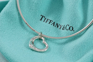 Tiffany & Co. Elsa Peretti Silver Small Dangle Open Heart Bangle