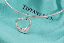 Load image into Gallery viewer, Tiffany &amp; Co. Elsa Peretti Silver Small Dangle Open Heart Bangle
