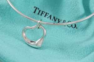 Tiffany & Co. Elsa Peretti Silver Small Dangle Open Heart Bangle