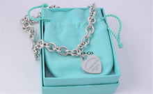 Load image into Gallery viewer, Return to Tiffany &amp; Co. Silver Blue Enamel Lettering Heart Charm 16&quot; Necklace
