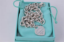 Load image into Gallery viewer, Return to Tiffany &amp; Co. Silver Blue Enamel Lettering Heart Charm 16&quot; Necklace
