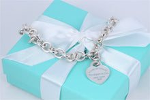 Load image into Gallery viewer, Return to Tiffany &amp; Co. Silver Blue Enamel Lettering Heart Charm 16&quot; Necklace

