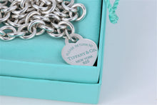 Load image into Gallery viewer, Return to Tiffany &amp; Co. Silver Blue Enamel Lettering Heart Charm 16&quot; Necklace
