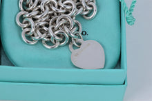 Load image into Gallery viewer, Return to Tiffany &amp; Co. Silver Blue Enamel Lettering Heart Charm 16&quot; Necklace
