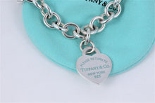 Load image into Gallery viewer, Return to Tiffany &amp; Co. Silver Blue Enamel Lettering Heart Charm 16&quot; Necklace
