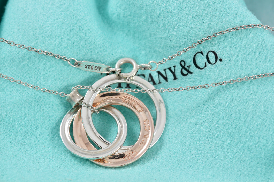 Tiffany & Co. 1837 Silver Large Rubedo 3 Interlocking Circles Necklace