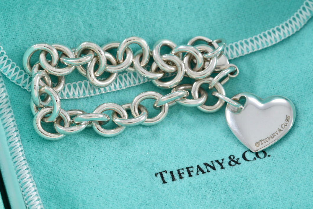 Tiffany & Co. Silver Double Heart Stencil Charm Bracelet