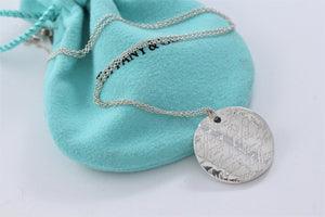 Tiffany & Co. Silver Notes Round Wavy Circle Pendant Necklace