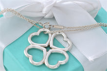 Load image into Gallery viewer, Tiffany &amp; Co. Silver Large 4 Clover Heart Charm Necklace
