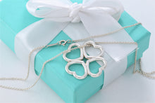 Load image into Gallery viewer, Tiffany &amp; Co. Silver Large 4 Clover Heart Charm Necklace
