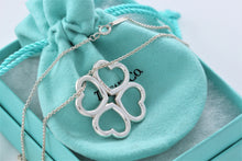 Load image into Gallery viewer, Tiffany &amp; Co. Silver Large 4 Clover Heart Charm Necklace
