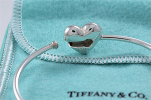 Tiffany & Co. Silver Puffy Heart Hook Bangle Bracelet