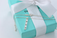 Load image into Gallery viewer, Tiffany &amp; Co. Atlas Silver Stencil Roman Numerals Thin Bar Chain Necklace
