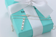 Load image into Gallery viewer, Tiffany &amp; Co. Atlas Silver Stencil Roman Numerals Thin Bar Chain Necklace
