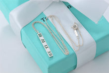 Load image into Gallery viewer, Tiffany &amp; Co. Atlas Silver Stencil Roman Numerals Thin Bar Chain Necklace
