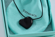 Load image into Gallery viewer, Tiffany &amp; Co. Elsa Peretti Black Full Heart Silk Cord Necklace
