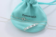 Load image into Gallery viewer, Tiffany &amp; Co. Atlas Silver Stencil Roman Numerals Thin Bar Chain Necklace
