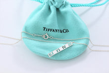 Load image into Gallery viewer, Tiffany &amp; Co. Atlas Silver Stencil Roman Numerals Thin Bar Chain Necklace
