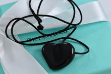 Load image into Gallery viewer, Tiffany &amp; Co. Elsa Peretti Black Full Heart Silk Cord Necklace
