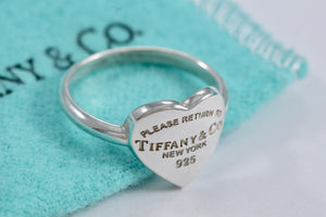 Return to Tiffany & Co. Silver Heart Band Ring Size 6.5