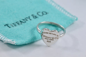 Return to Tiffany & Co. Silver Heart Band Ring Size 6.5