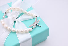 Load image into Gallery viewer, Tiffany &amp; Co. Nature 18K White Gold Diamond Pearl Strand Dragonfly Bracelet
