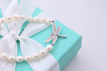 Load image into Gallery viewer, Tiffany &amp; Co. Nature 18K White Gold Diamond Pearl Strand Dragonfly Bracelet
