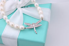 Load image into Gallery viewer, Tiffany &amp; Co. Nature 18K White Gold Diamond Pearl Strand Dragonfly Bracelet
