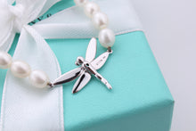 Load image into Gallery viewer, Tiffany &amp; Co. Nature 18K White Gold Diamond Pearl Strand Dragonfly Bracelet
