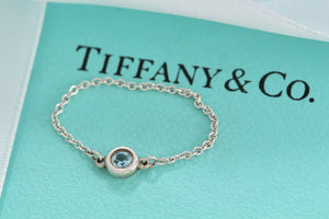 Tiffany & Co. Elsa Peretti Silver Color By The Yard Aquamarine Chain Ring